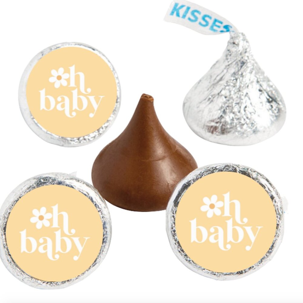Oh Baby Kisses Candy Stickers | 100ct|Glossy| Baby Shower